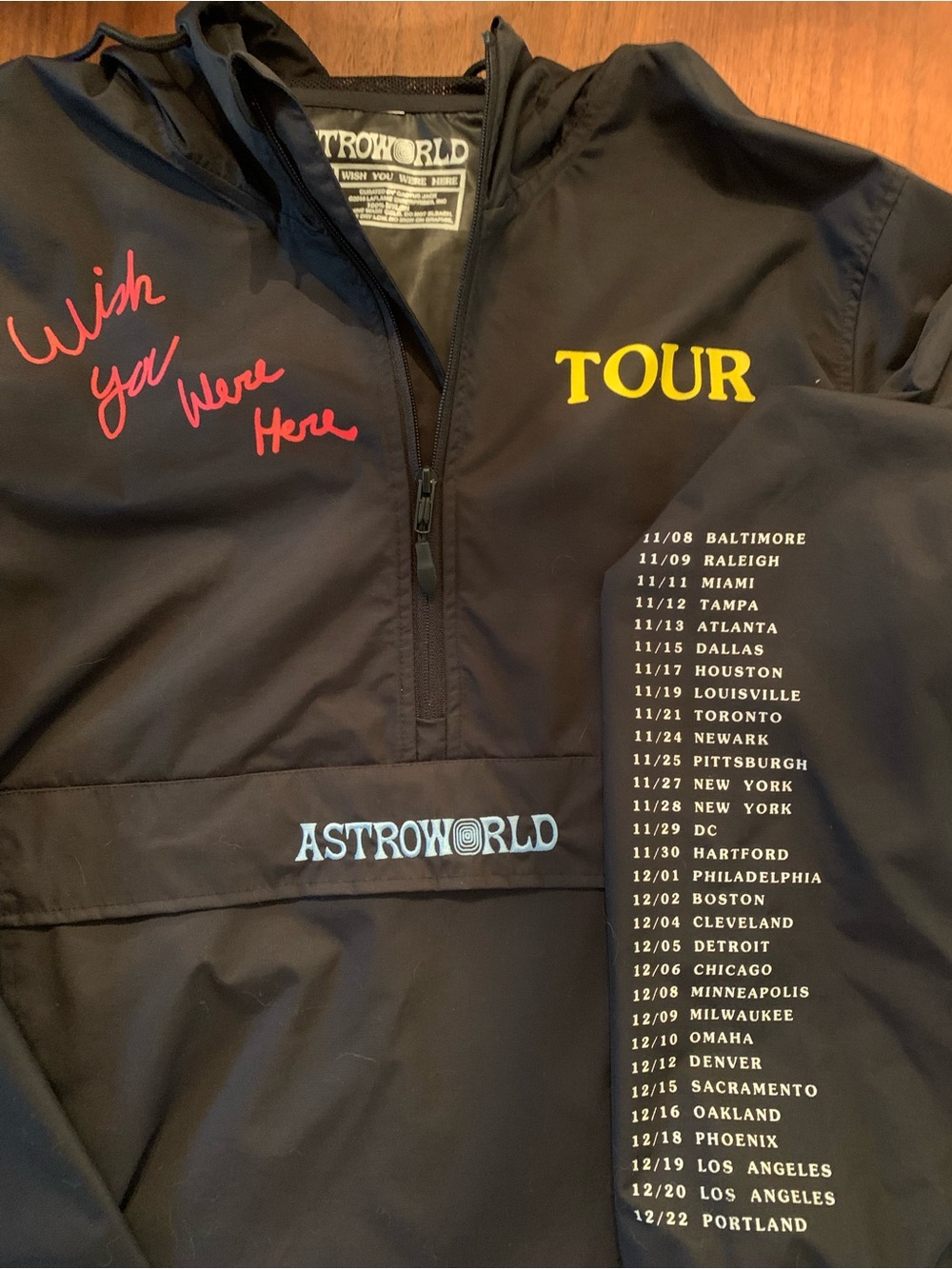 TRAVIS SCOTT ASTROWORLD WISH YOU WERE HERE ANORAK WINDBREAKER TOUR JACKET